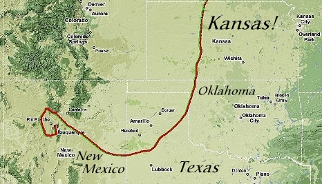 Gas Balloon Race: Map Through Kansas