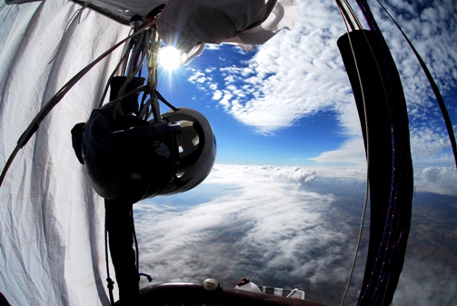 Between two layers of clouds