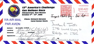 Balloon Mail from Abruzzo and Rhymer-Davis