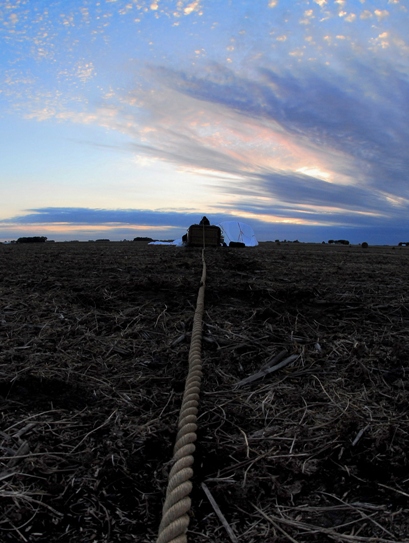 Landed!  Trail rope leads to balloon, leads to Final Sunset