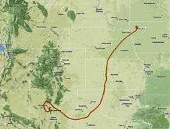 Bradley / Trappe: Overall Flight Map - 1,214 miles